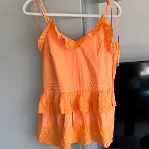 Anthropologie Orange Lace-Trimmed Camisole